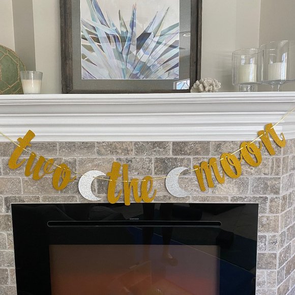 Two The Moon Cake Topper and Banner - Picture 2 of 6